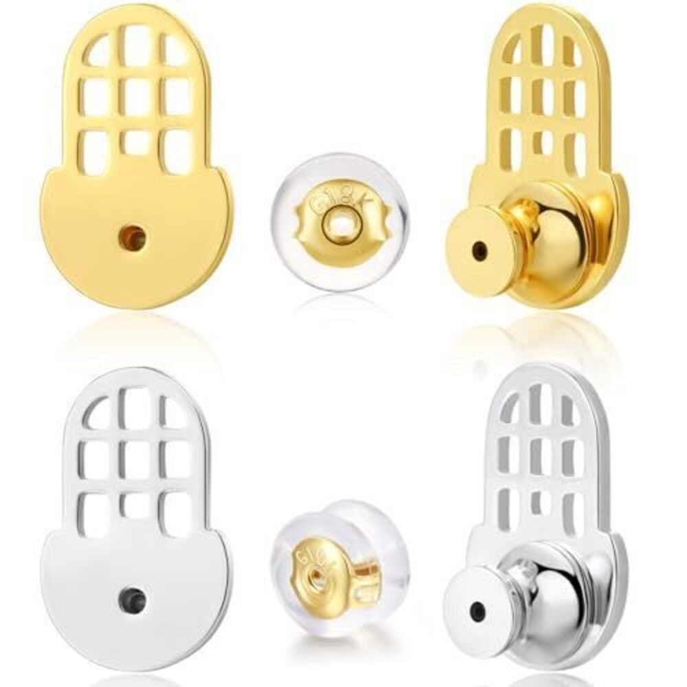 7931 18K Gold Plated Earring Backs, Sturdy Waterdrop-Style Earring Backs